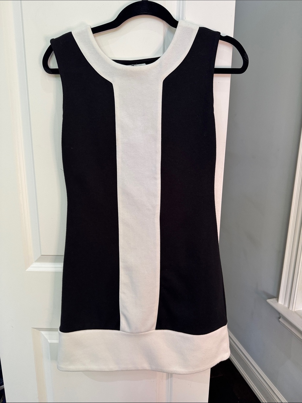 Aqua Black and White Colorblock Dress